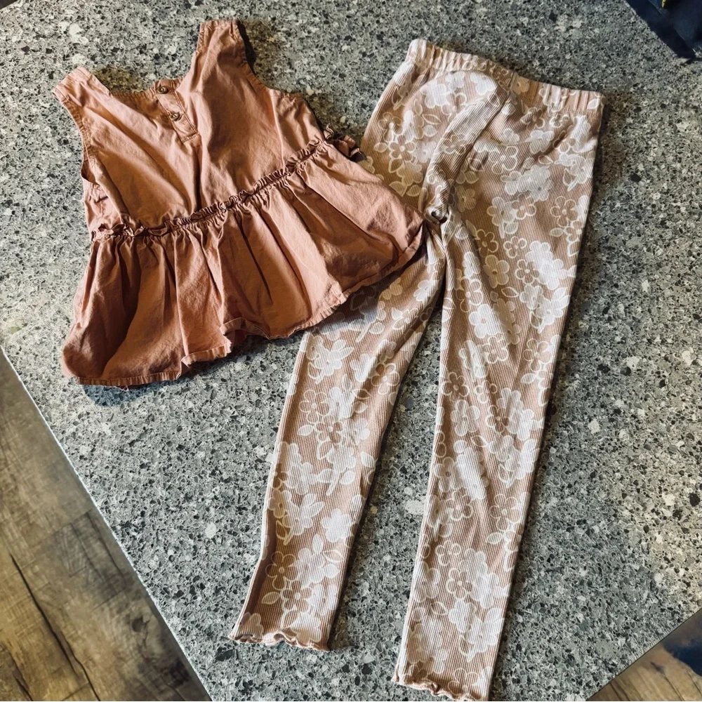 Grayson Collective GIRLS Sleeveless Top and Floral Leggings Set - Size 5T ⭐🌼 - Picture 3 of 11